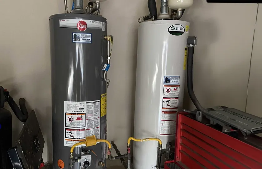 Silverback technician replacing a builder grade water heater at a Schertz home