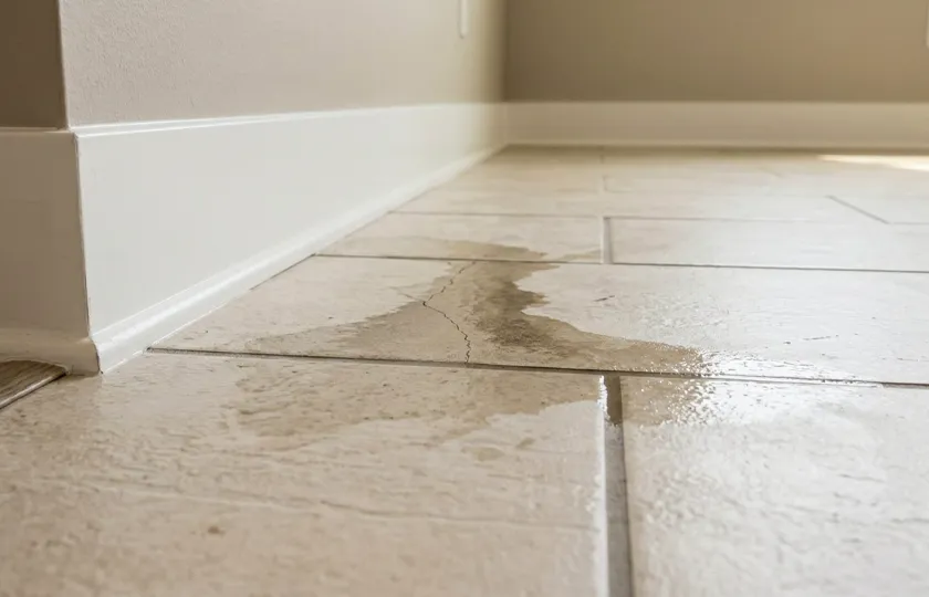 Silverback technician inspecting a slab leak in a Stone Oak home